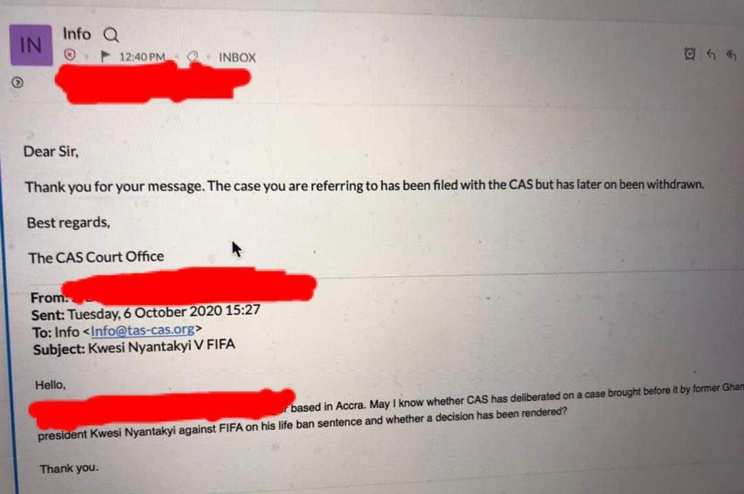 Nyantakyi’s letter