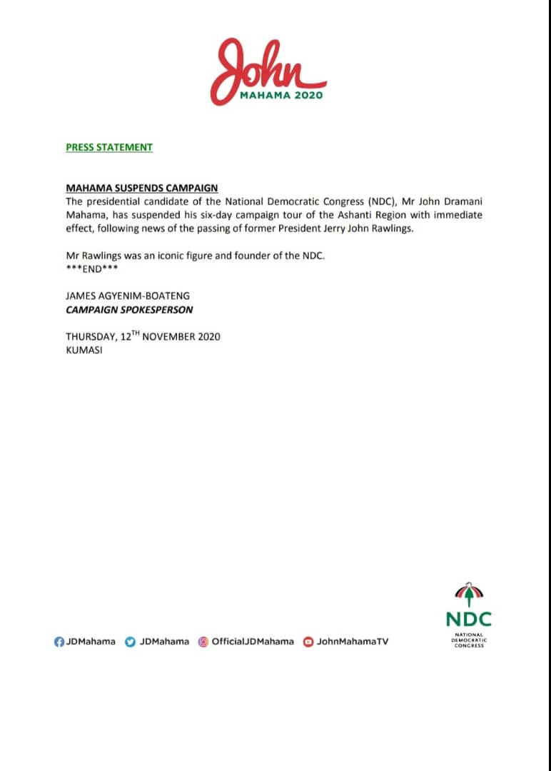 Mahama on Rawlings death