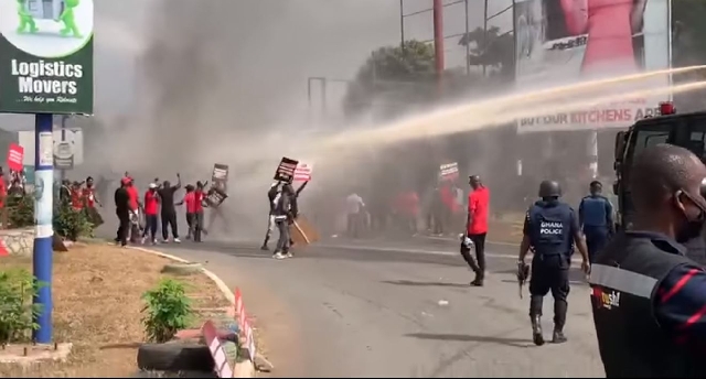 Protesting NDC supporters clash with Police at EC Headquarters; some arrested