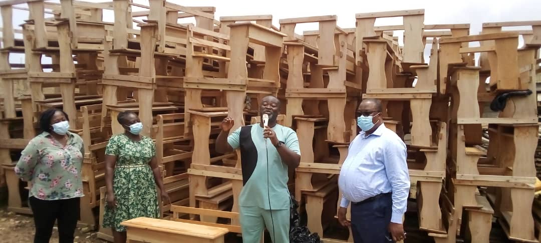 New Juaben South Assembly donates 500 dual desks to GES