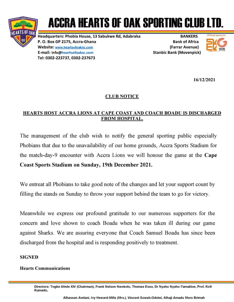 Hearts on Samuel Boadu