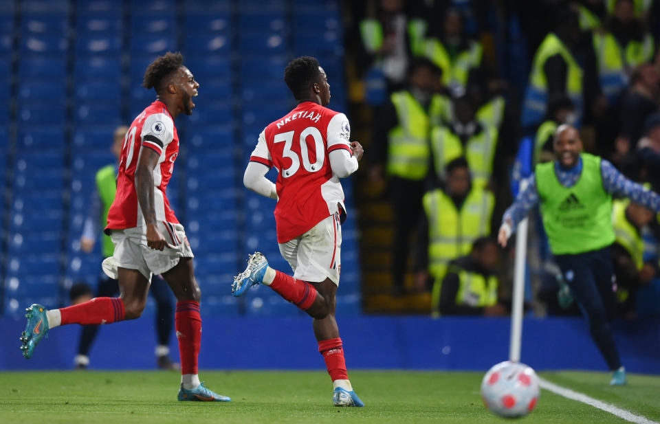 Eddie Nketiah scored twice to boost Arsenal’s top four hopes