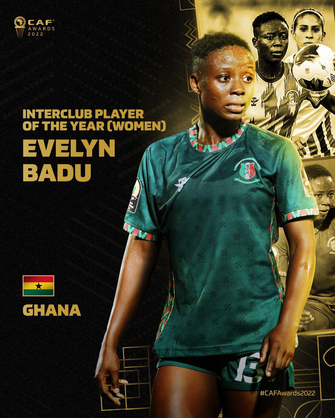 Evelyn Badu, Ghana’s rising star grabs two awards at 2022 CAF Awards