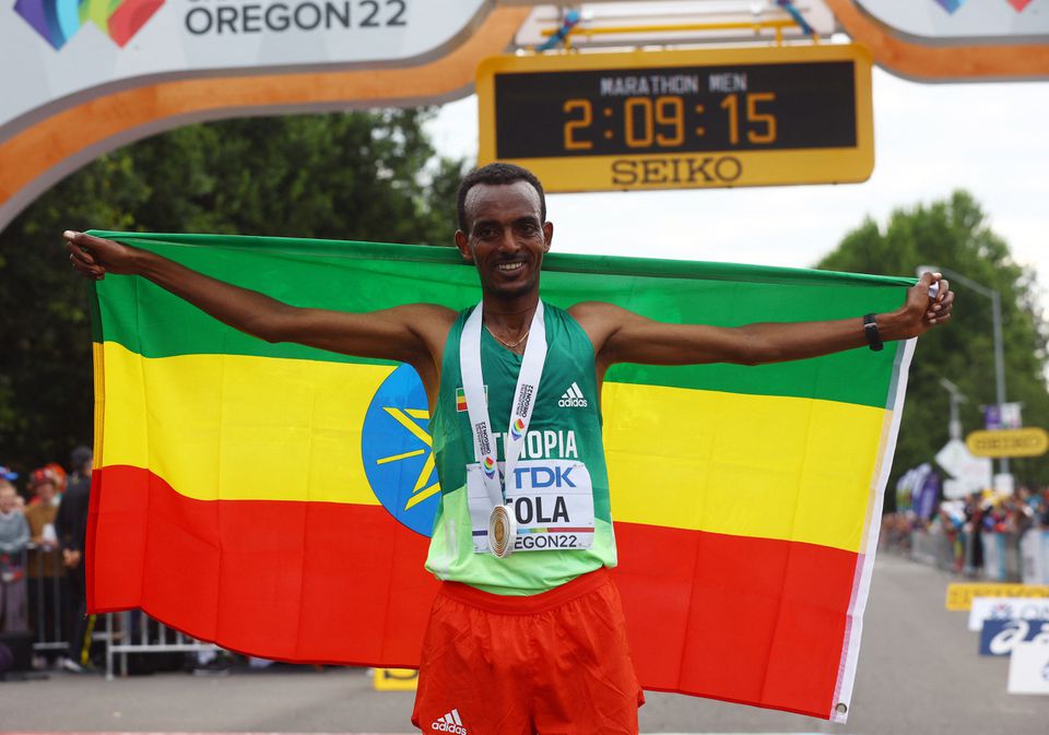 Ethiopa’s Tola takes dominant marathon gold