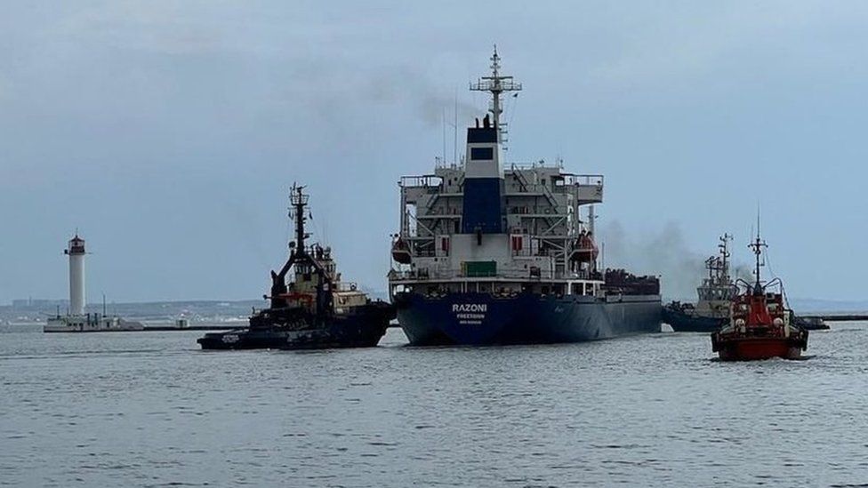 Ukraine war: First grain ship leaves under Russia deal