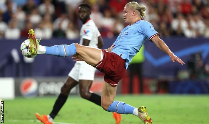 Haaland scores twice as Man City thrash Sevilla