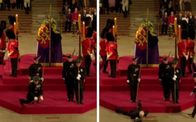 Royal guard collapses during Queen’s lying in state