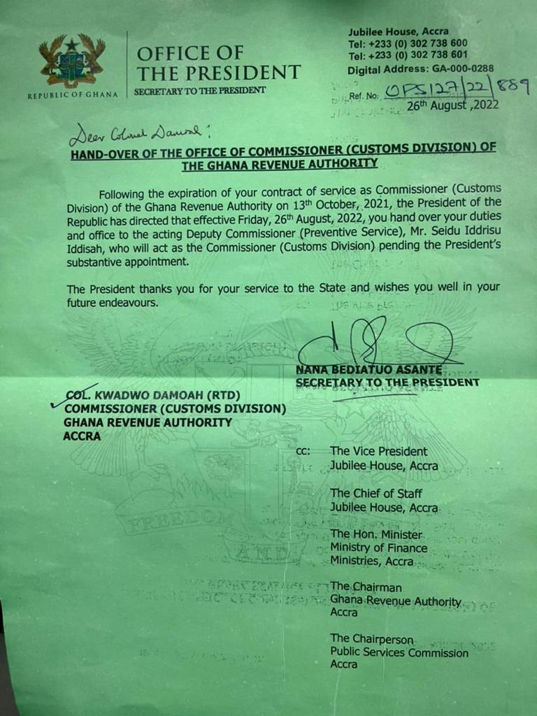 GRA contact extension Damoah