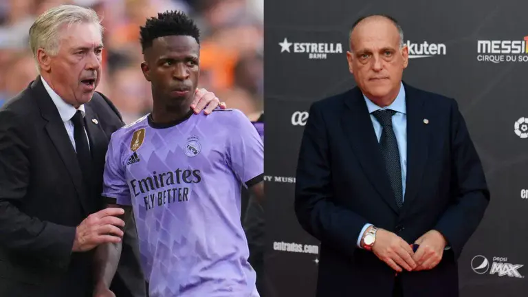 La Liga president Javier Tebas apologises for Twitter ‘attack’ on Vinicius