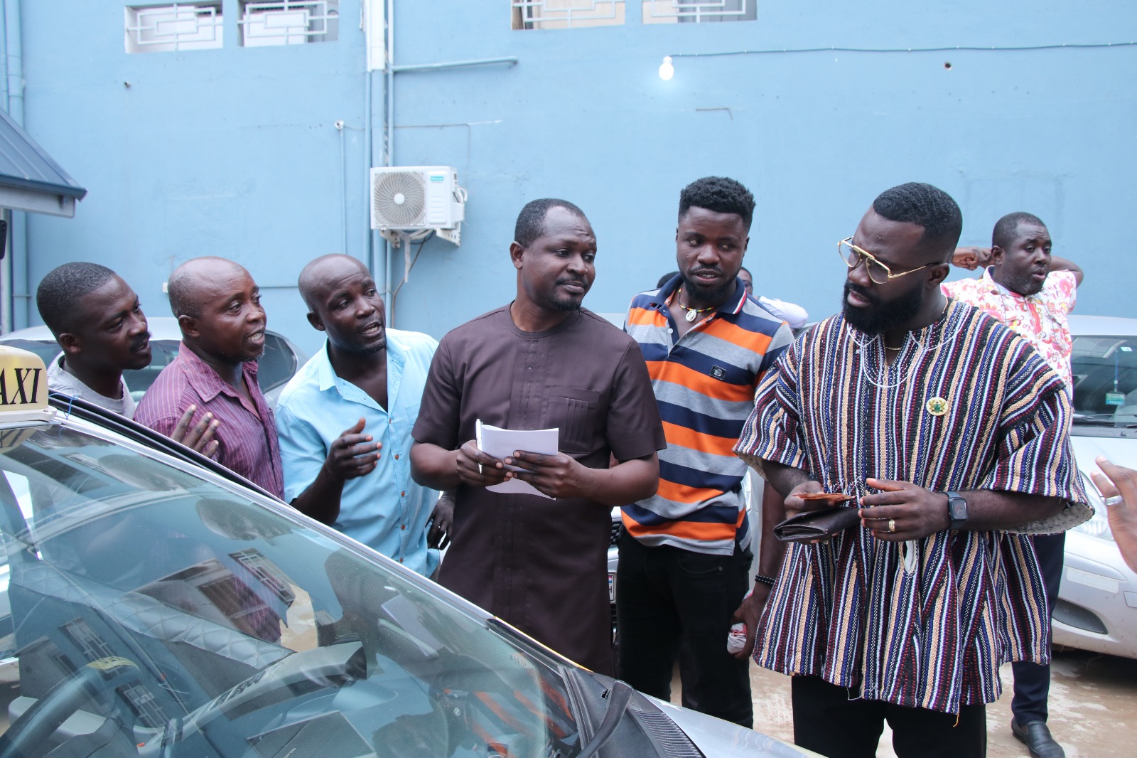 Taxi Drivers flood Angel FM’s premises for free fuel