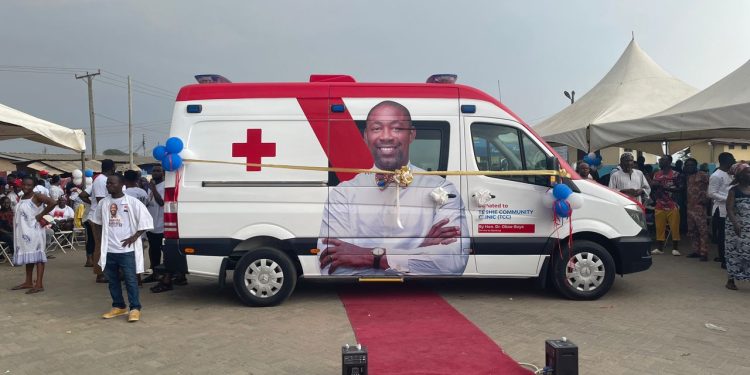 Dr. Okoe Boye presents ambulance to Teshie community clinic