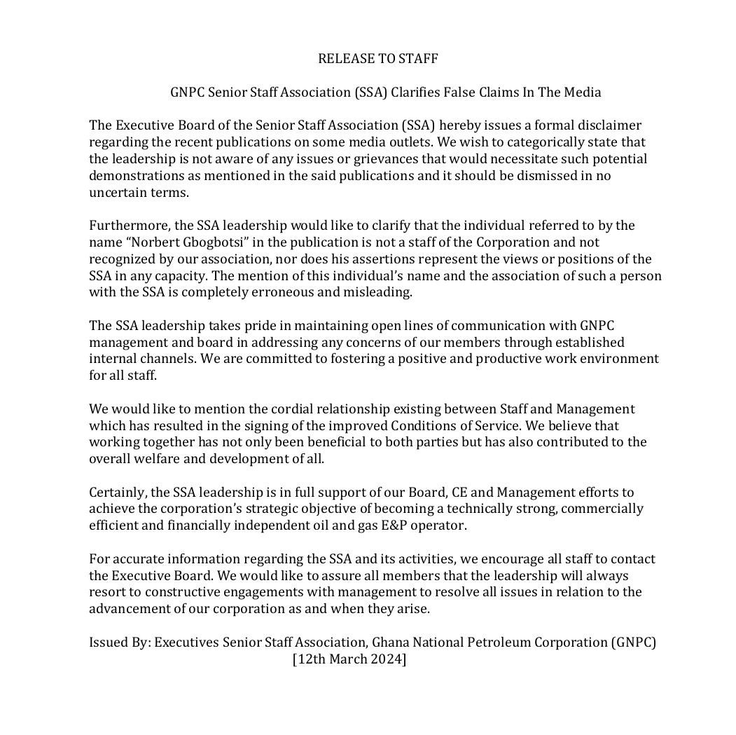 GNPC SSA statement 