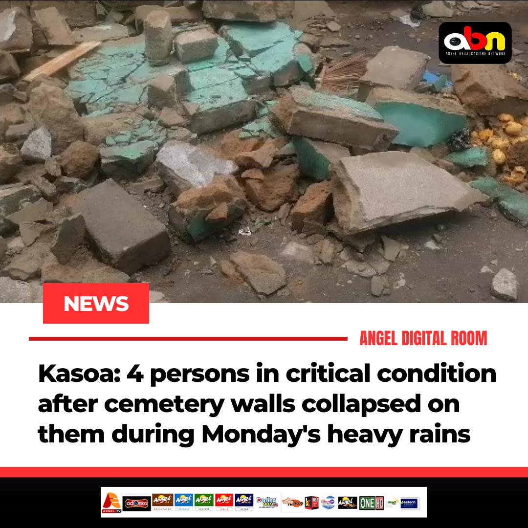 Kasoa: 4 persons in critical condition after cemetery wall collapsed on them during Monday’s heavy rain