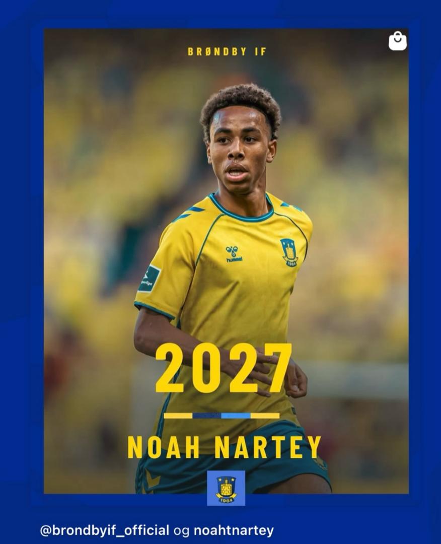 Noah Nartey extend contract with Danish Club Brondby IF