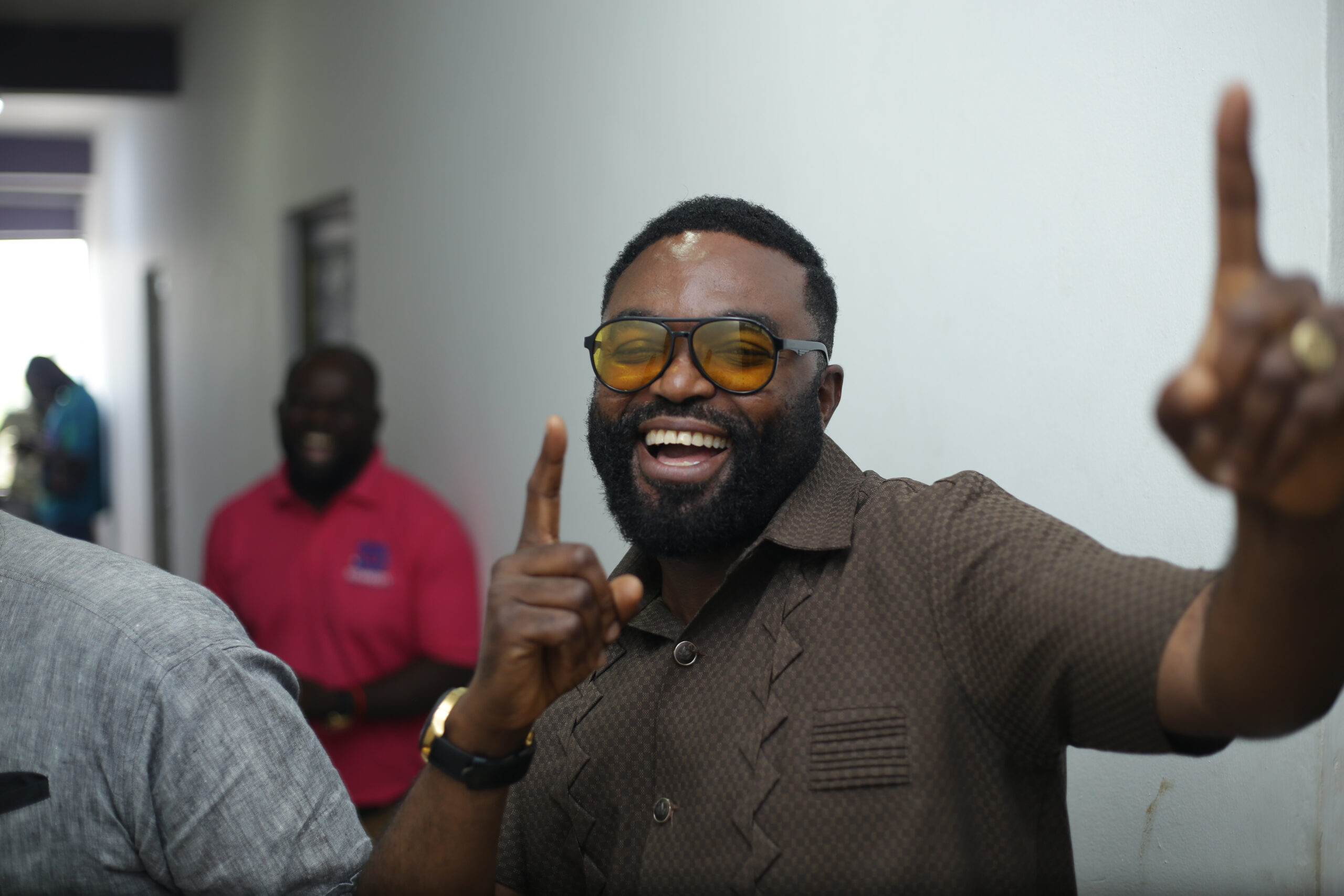 Ga West MCE poses for the cameras after appearing on Angel Morning Show