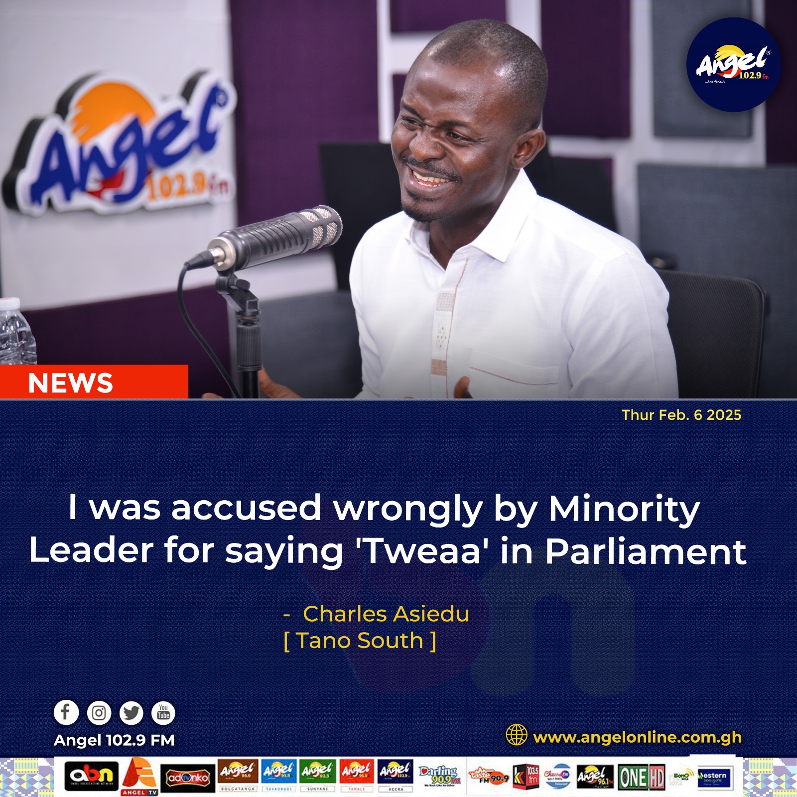 Minority Leader wrongly accused me of saying ‘tweaa’ in Parliament – Charles Asiedu