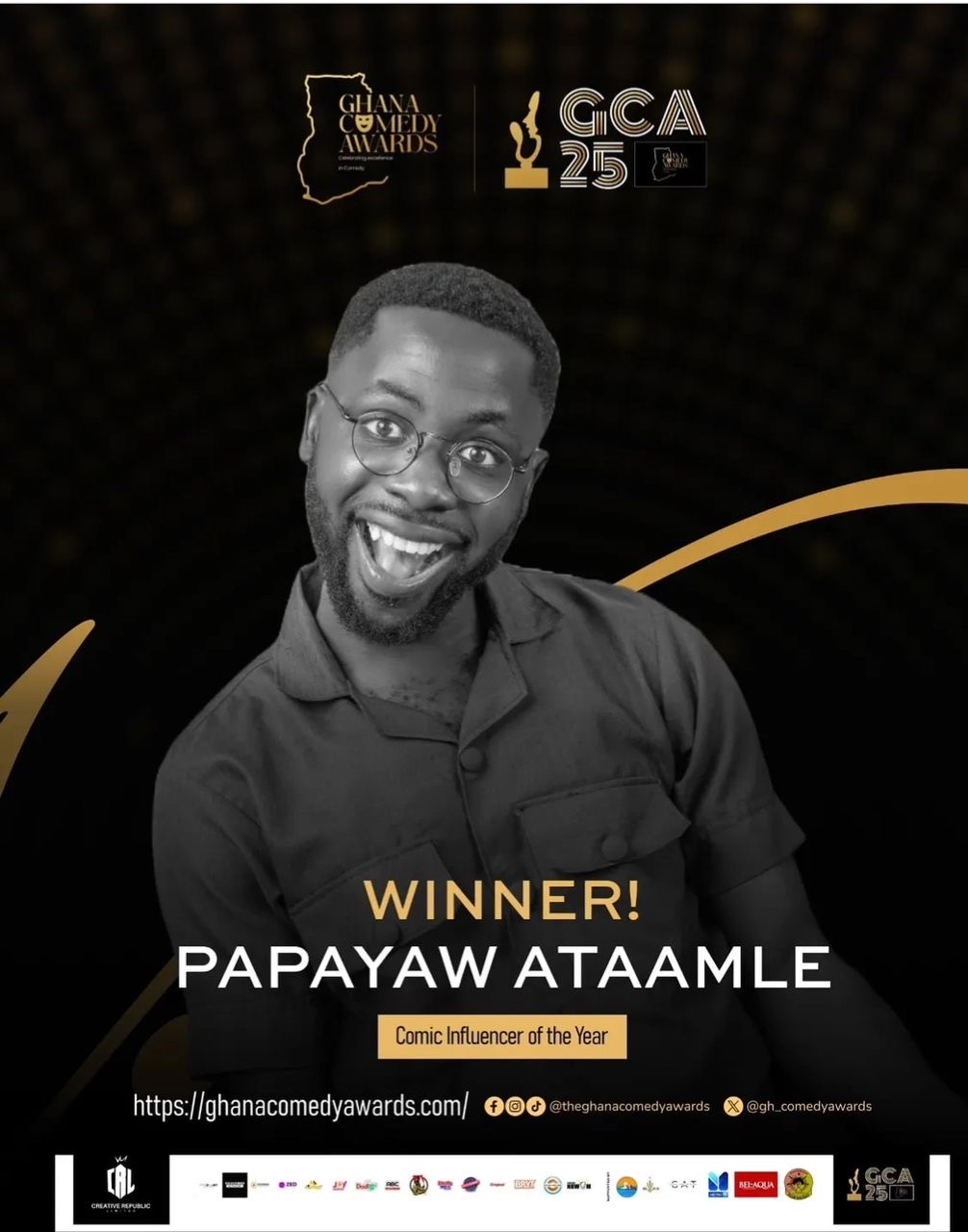 Papayaw Ataamle named comic influencer of the year at 2025 Ghana Comedy Awards