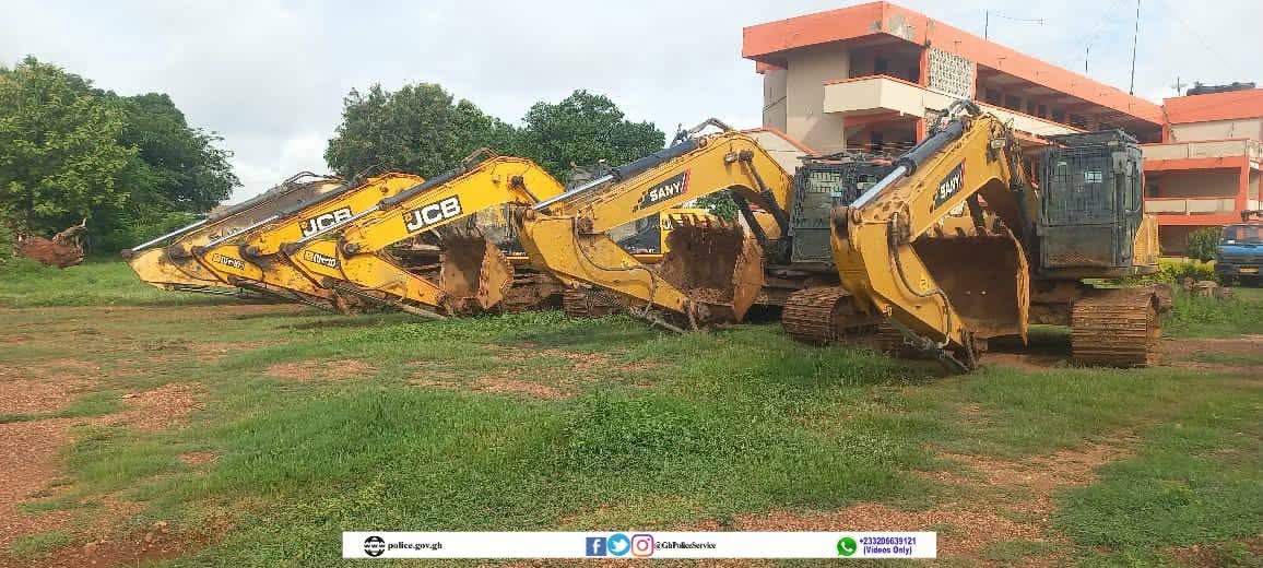 Several excavators, weapons impounded in joint anti-galamsey operation at Achiaase