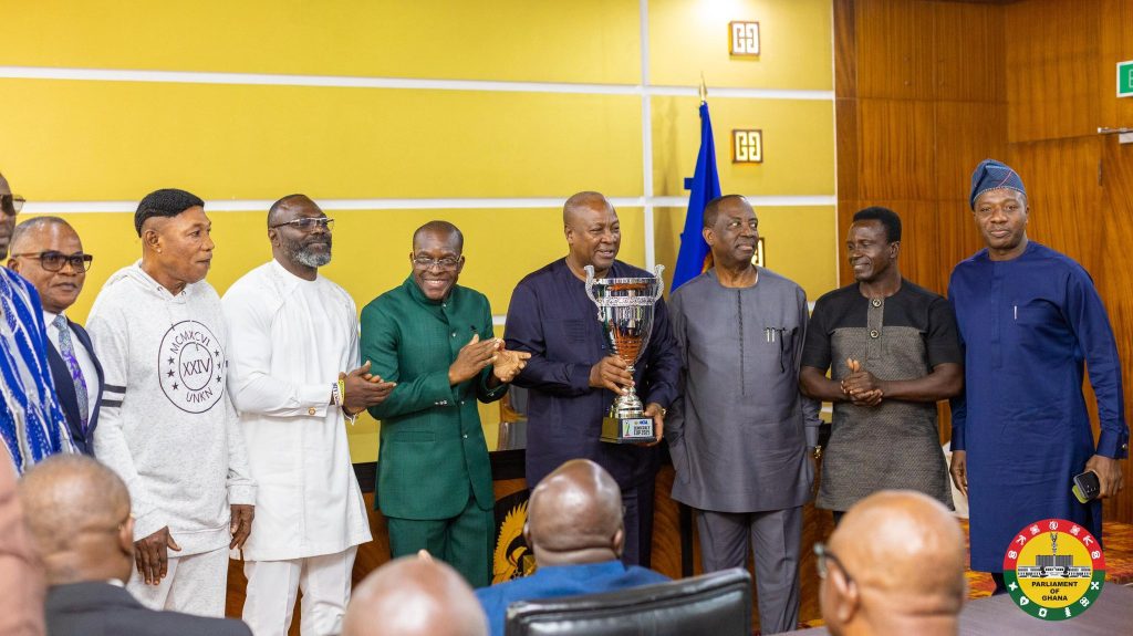 Speaker presents 2025 Democracy Cup trophy to President Mahama