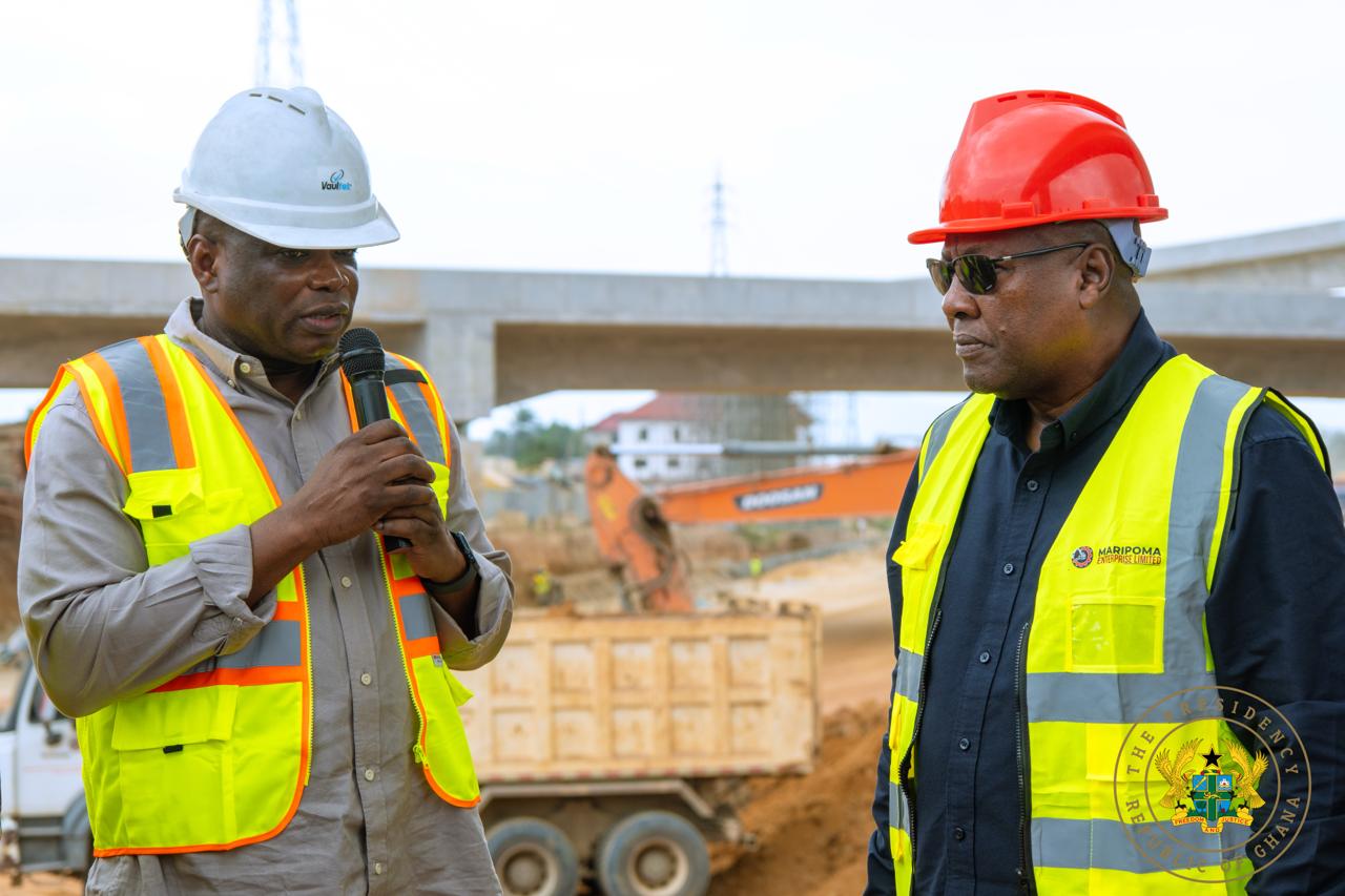 Mahama inspects Pokuase–Nsawam road project, urges quality work