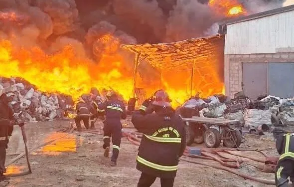 Fire officer’s ear burnt in battle with blaze at Charkieh Plastics Factory