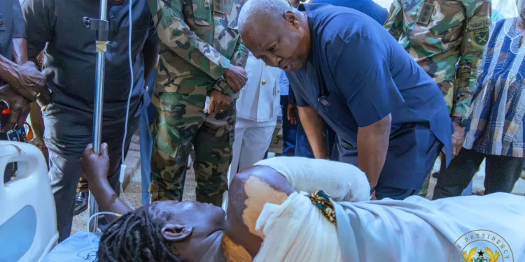 President Mahama visits victims of Burkina Faso terror attack at 37 Military Hospital