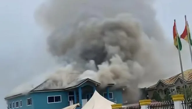 Fire erupts during church service, congregation responds with prayer