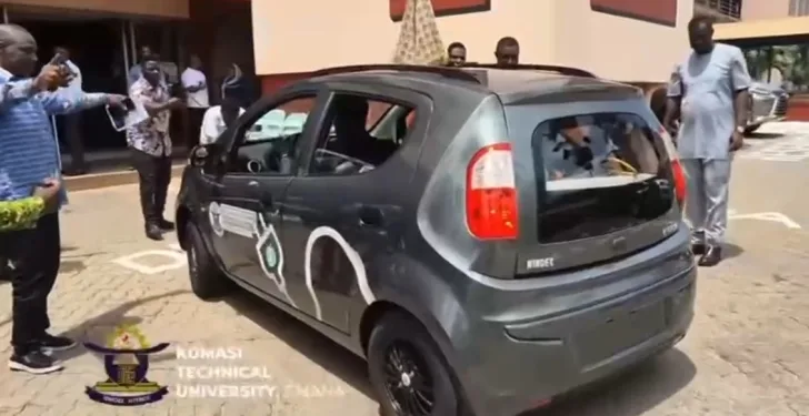 3 final-year KsTU students build electric car that charges while driving
