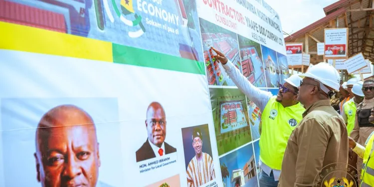 President Mahama cuts sod for 24-hour economy market in Bimbila