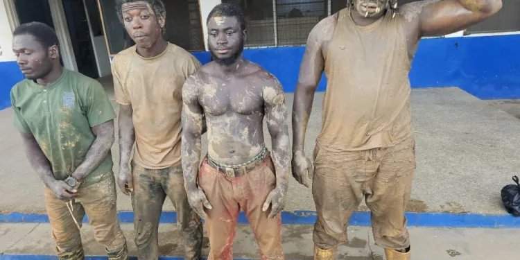 NAIMOS arrests four armed illegal miners in anti-galamsey operation at Dominase