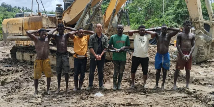 NAIMOS arrests Chinese national, 7 Ghanaians in Ashanti Region galamsey raid