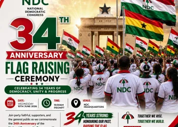NDC marks 34th anniversary with flag raising ceremony at party headquarters
