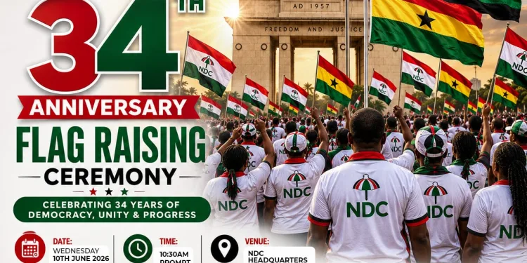 NDC marks 34th anniversary with flag raising ceremony at party headquarters