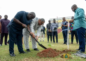 Chief of Staff plants shea tree at Jubilee House to mark Shea Month
