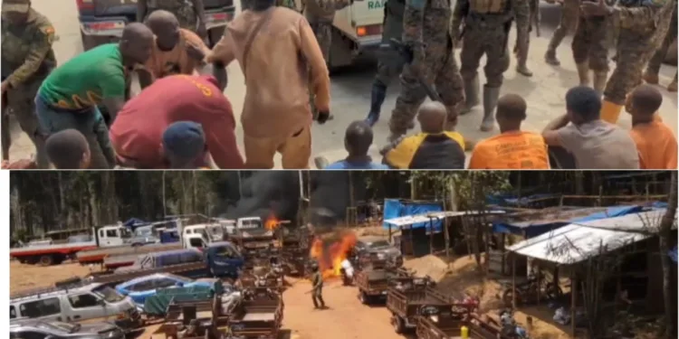 Forestry Commission arrests 26 illegal miners, destroys equipment at galamsey village in Wassa Essaman