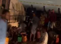Mad rush for fuel as tanker falls over on Tema-Dawhenya road